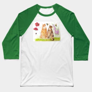 Cats among bumble bees and flowers Baseball T-Shirt